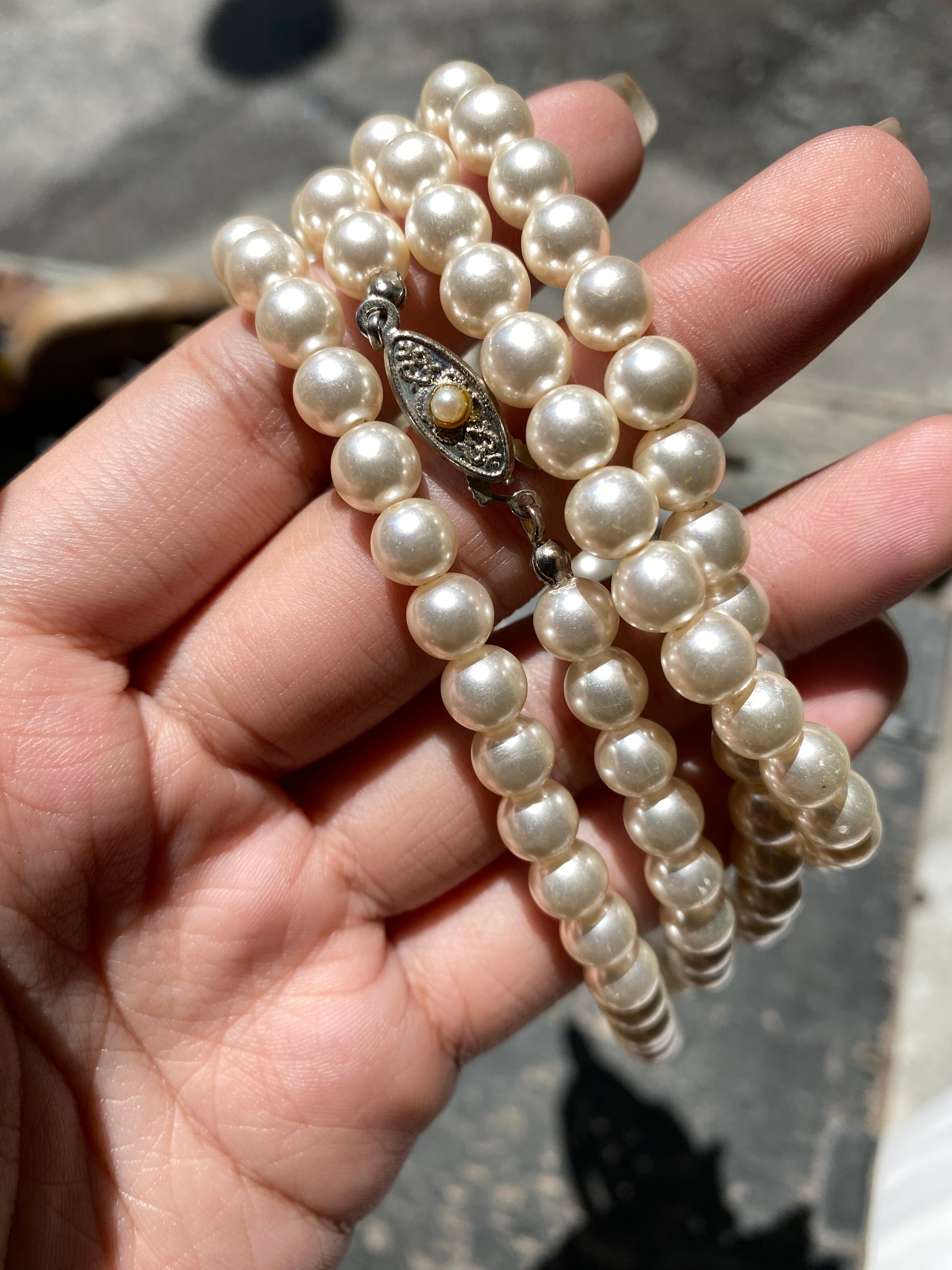 Vintage Glass Pearl Necklace