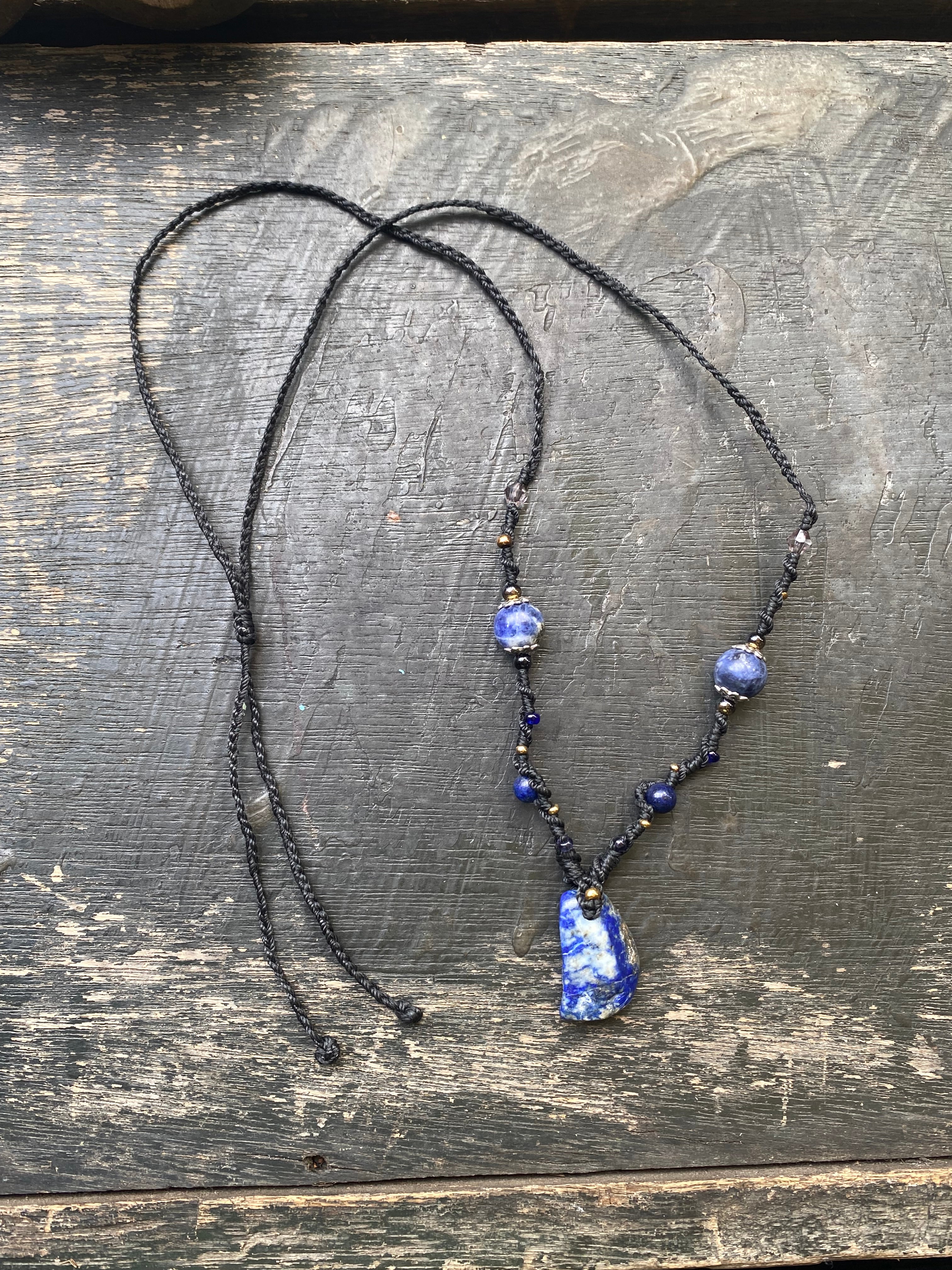 Lapis Lazuli Macrame Necklace