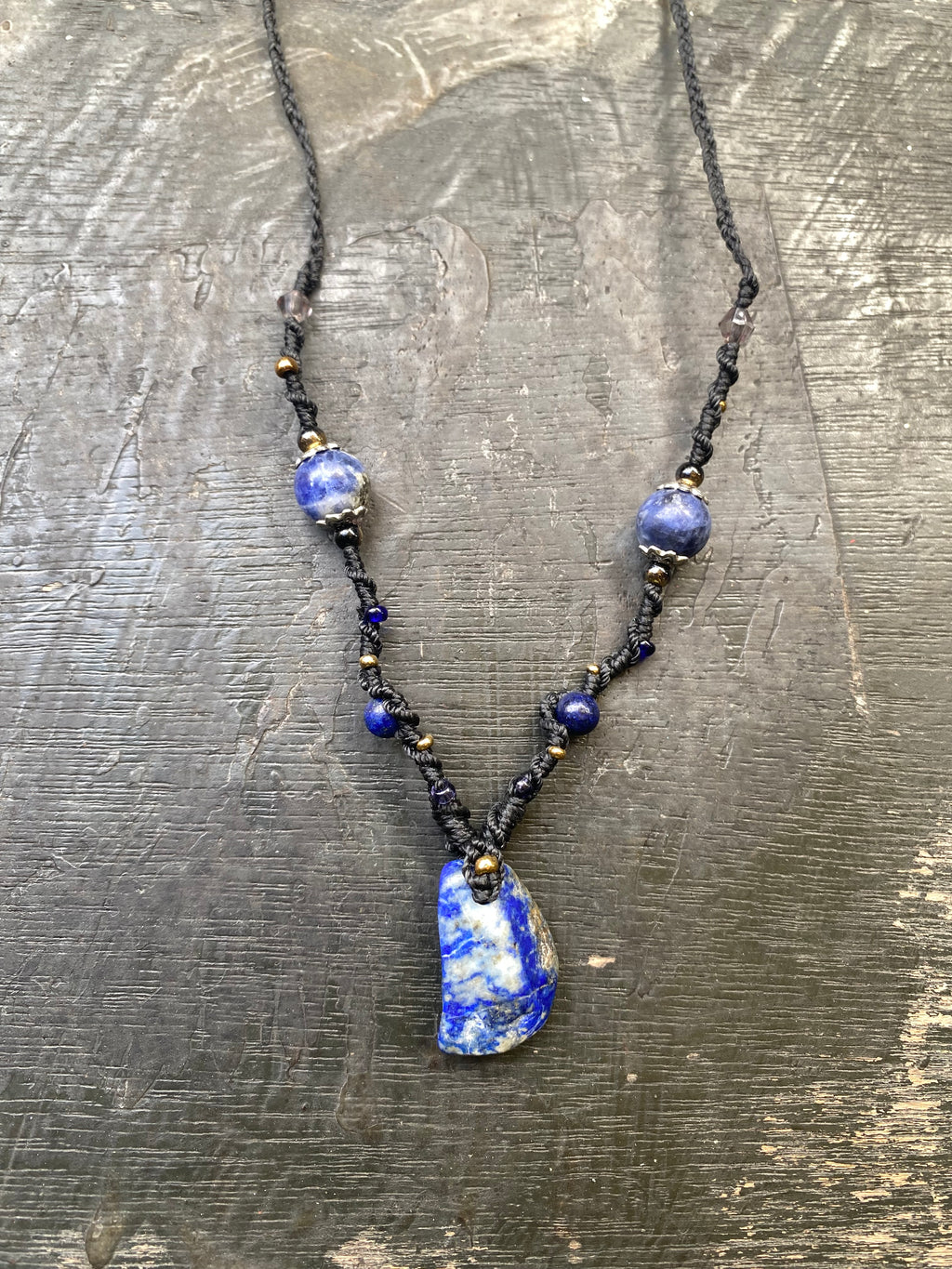 Lapis Lazuli Macrame Necklace
