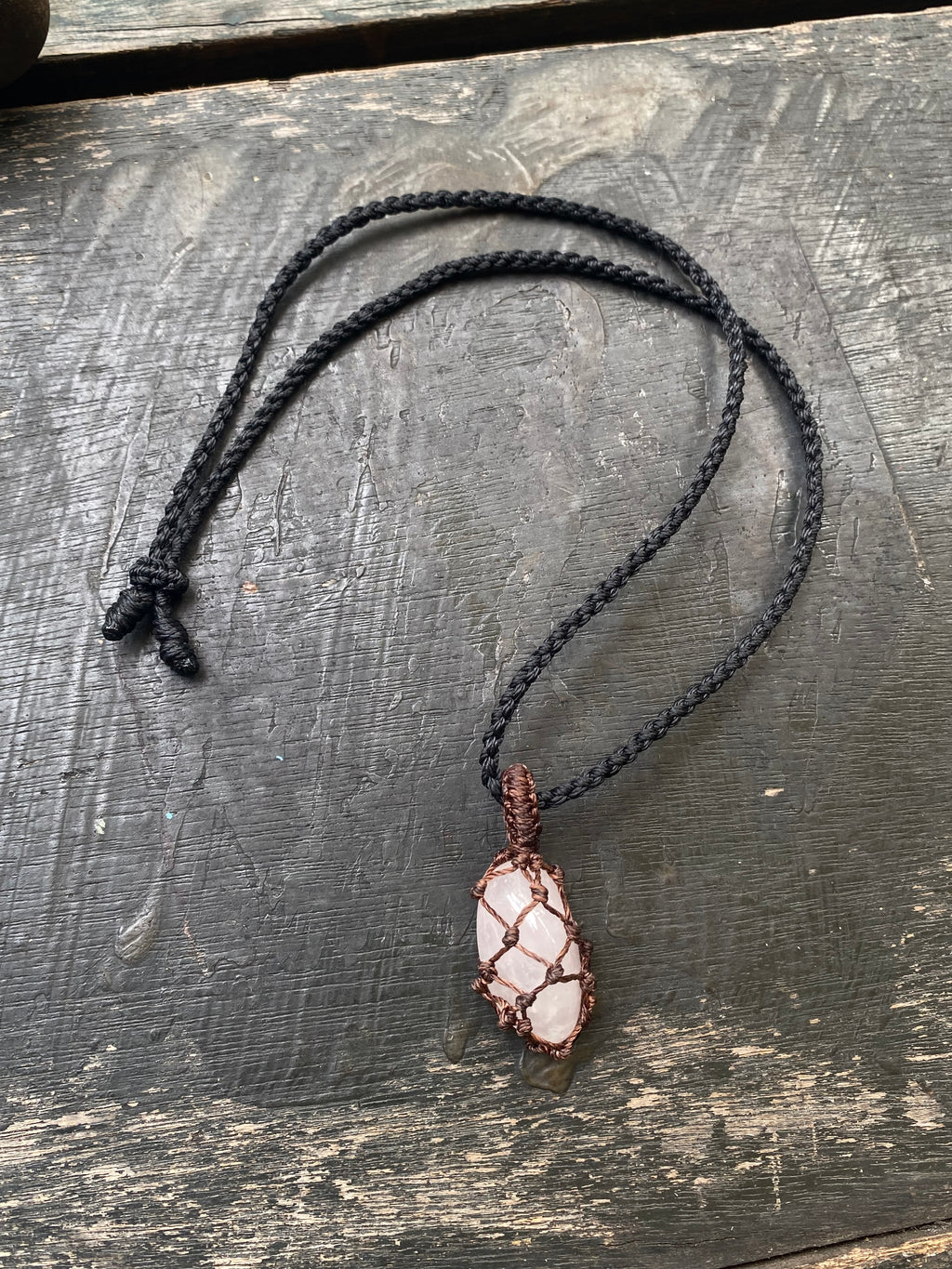 Rose Quartz Macrame Necklace